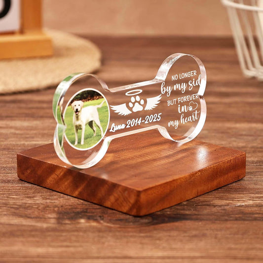 Personalized Photo Pet Memorial Gift, Custom Memorial Gifts for Loss of Dog, Dog Memorial Ornament, Pet Sympathy Gift, Bone Shape Acrylic Keepsake for Dog Puppy. (5")