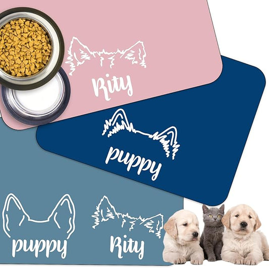 Personalized Dog Food Mats for Floors Custom Pet Placemat Mats for Food and Water Waterproof Customized Pet Food Mat with Name Gifts for Dog & Cat Owners Design 6