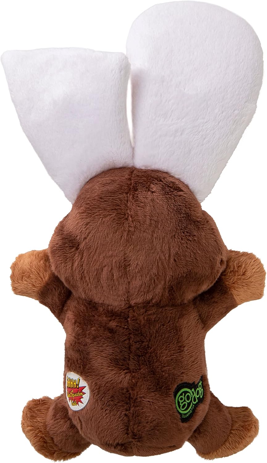 goDog Flips Monkey-Rabbit Silent Squeak Plush Dog Toy, Chew Guard Technology - Brown, Large