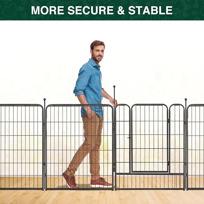 Dog Playpen Outdoor, 16 Panels 40" High Metal Dog Fence with Gate, Pet Fence for Large/Small Dogs, Portable Dog Fence for RV Camping, Yard