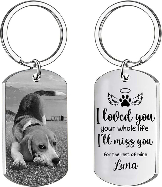 Personalized Pet Memorial Keychain for Loss of Dog Custom Keychain with Dog Picture Customized Sympathy Keyring