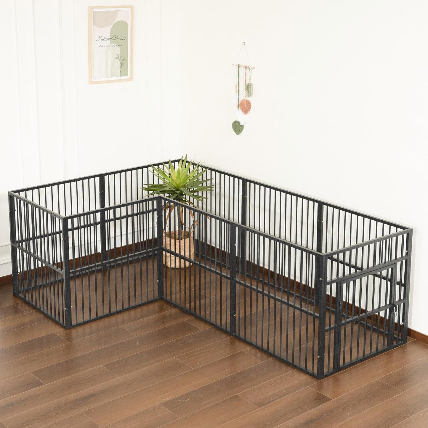 Dog Playpen - 32" Height Dog Pen, Heavy Duty Puppy Pen with Door, Safe & Sturdy, Easy Assemble for Indoor/Outdoor Pet Playpen (12 Panels with Door, Grey)