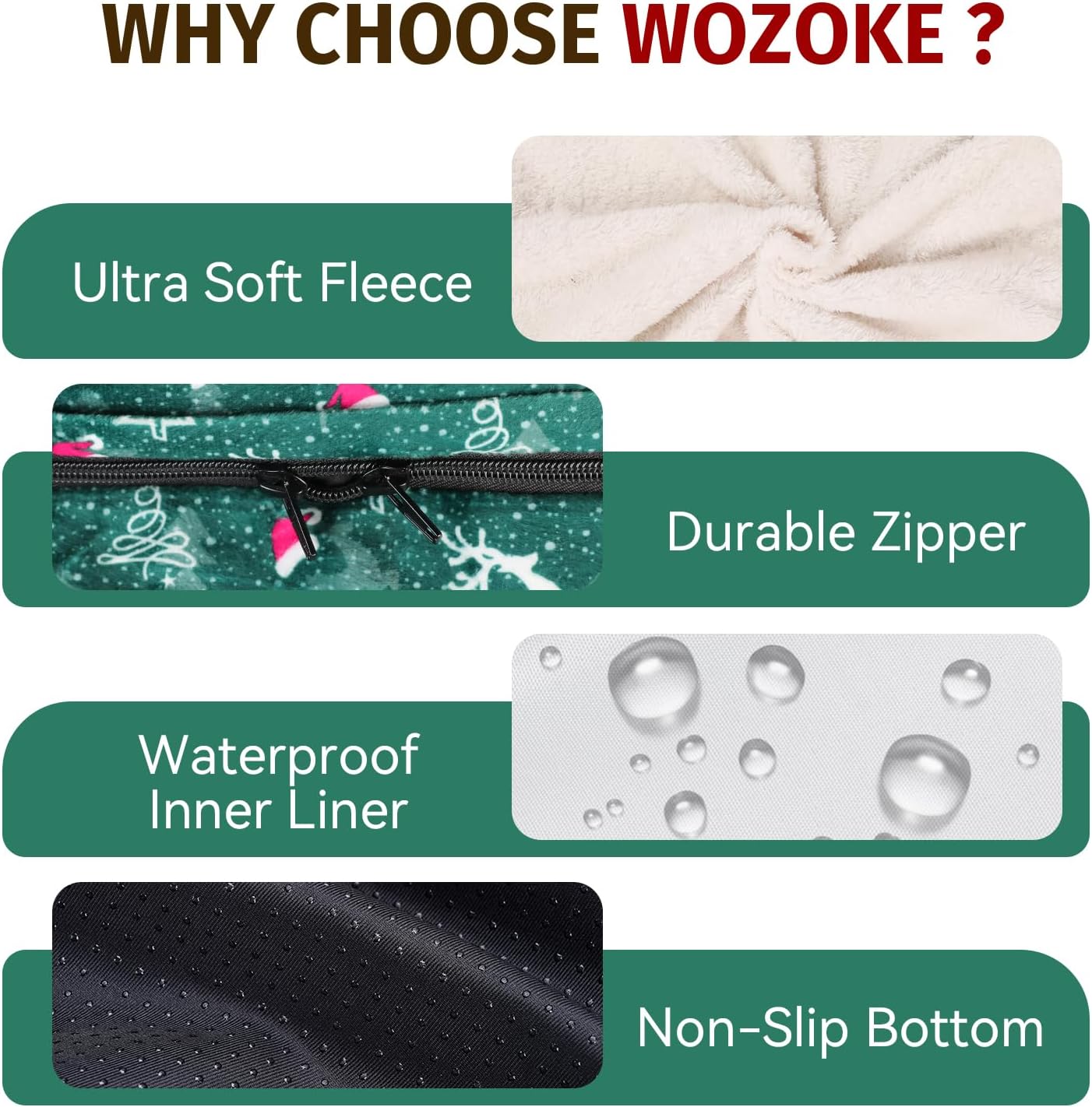 Orthopedic Washable Large Dog Bed: Memory Foam Waterproof Pet Bed with Bolsters - Removable Washable Cover for L XL XXL Large Sized Dog Bed - Non-Slip Bottom - Green