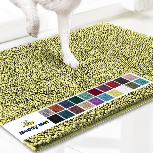 Muddy Mat® AS-SEEN-ON-TV Highly Absorbent Microfiber Door Mat and Pet Rug, Non Slip Thick Washable Area and Bath Mat Soft Chenille for Kitchen Bathroom Bedroom Indoor and Outdoor - Yellow 24" x 96"