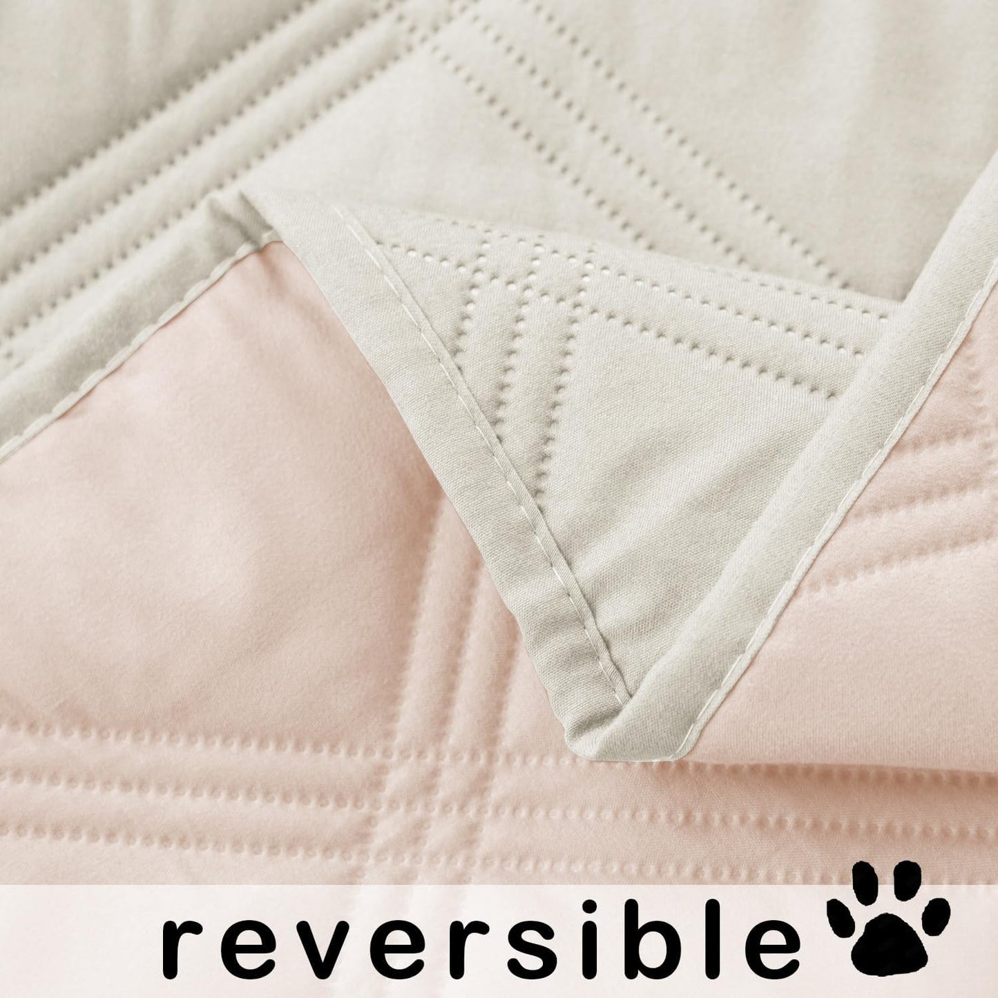 fuguitex Waterproof Dog Blanket Reversible for Small Dogs Resistant Leakproof Washable Couch Cushion Bed Protector Cover for Indoor Furniture Pet Friendly（40"*50",Baby Pink+Cream