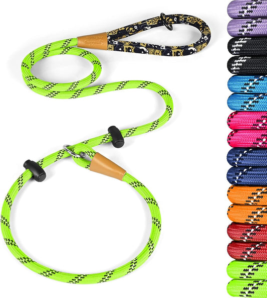 lynxking Slip Lead Dog Leash Reflective, Heavy Duty Comfortable Strong Rope Leash for Large Medium Small Dogs No Pull Training (Light Green, Small 3/8in x 6ft-Slip Lead)