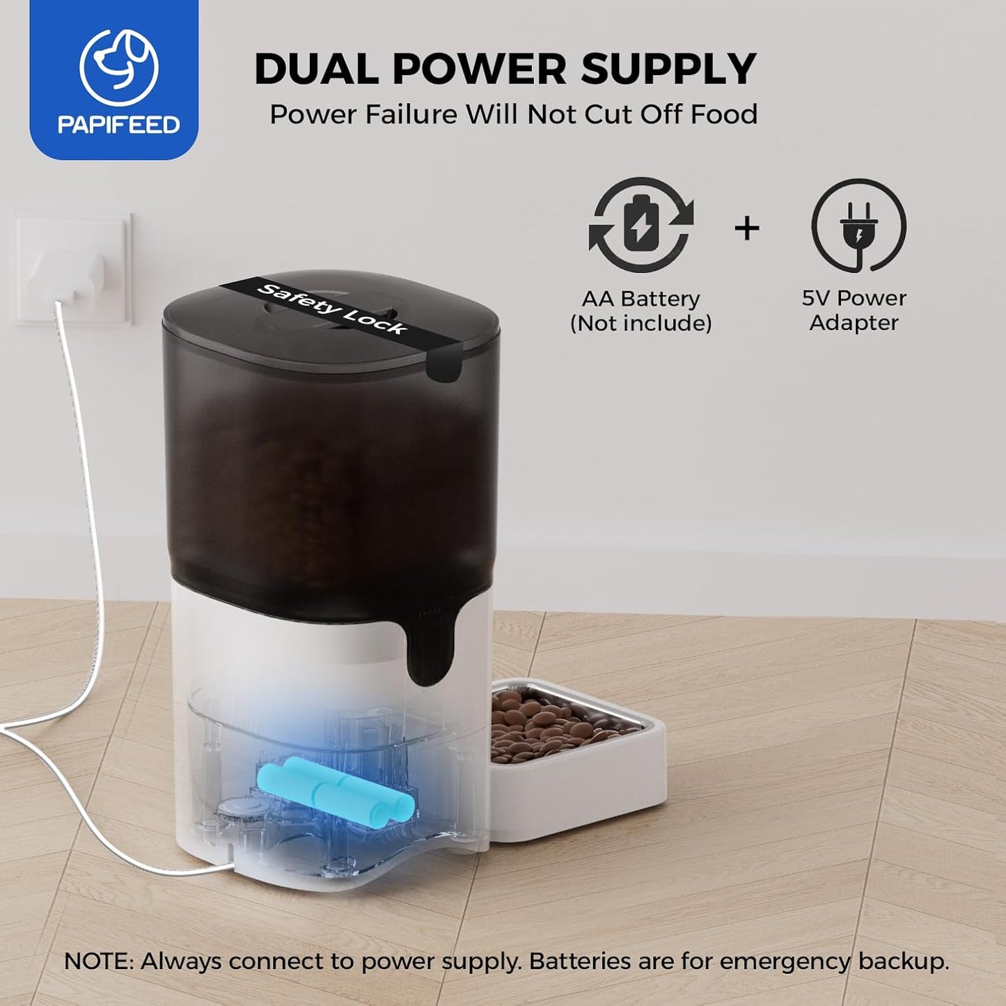 PAPIFEED Smart Automatic Cat Feeders: WiFi Pet Feeder with APP Control for Remote Feeding, Detachable for Easy Clean, Automatic Cat Food Dispenser with Alexa,1-10 Meals Per Day for Dog (6L/25Cup)