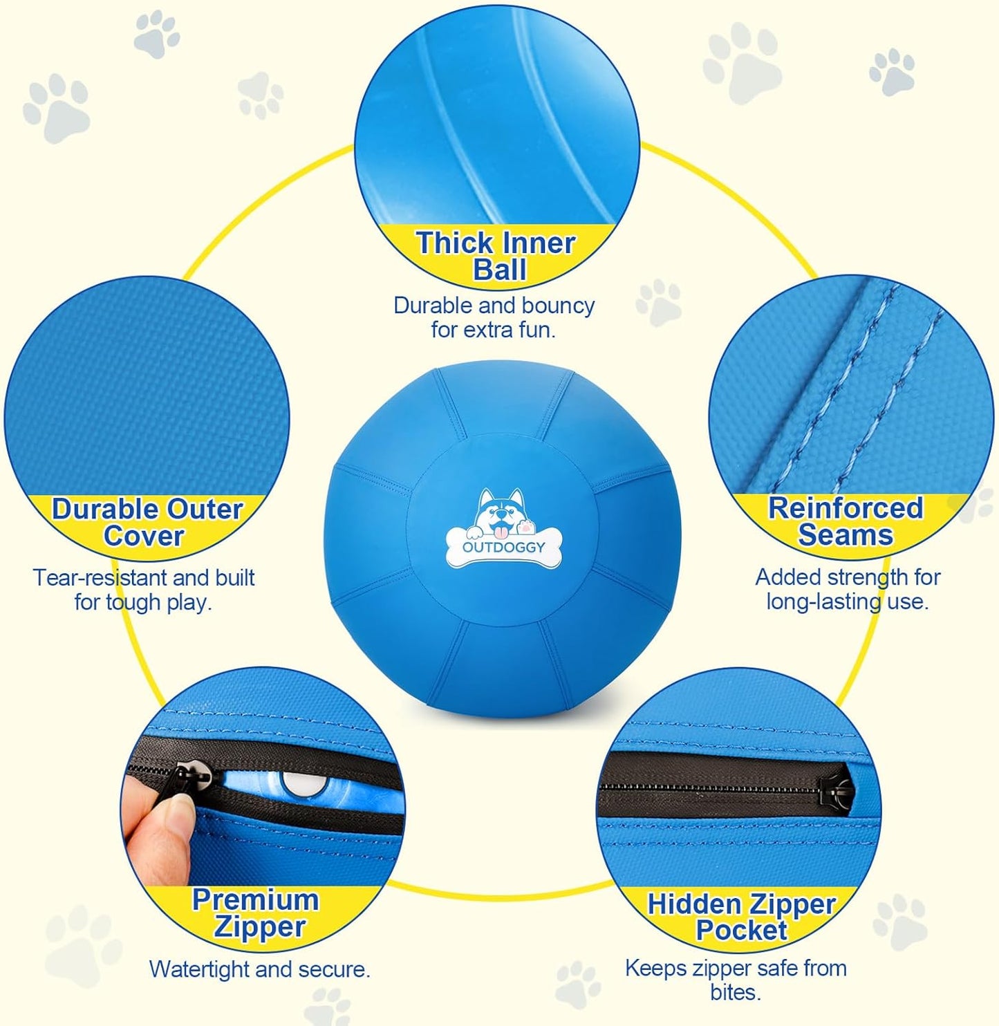 Herding Ball for Dogs 18 Inch - Dual-Layer Heavy Duty Herding Ball for Australian Shepherds, Border Collies & Corgis | Outdoor Herding Toy for Small/Medium Dogs - Backyard Training and Play - Blue