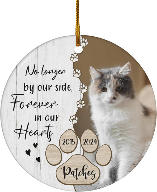 FLOCHIL Personalized Memorial Cat Christmas Ornament, Custom Cat Memorial Ornament with Name Photo, Pet Memorial Ornament, Gift for Pet Lovers