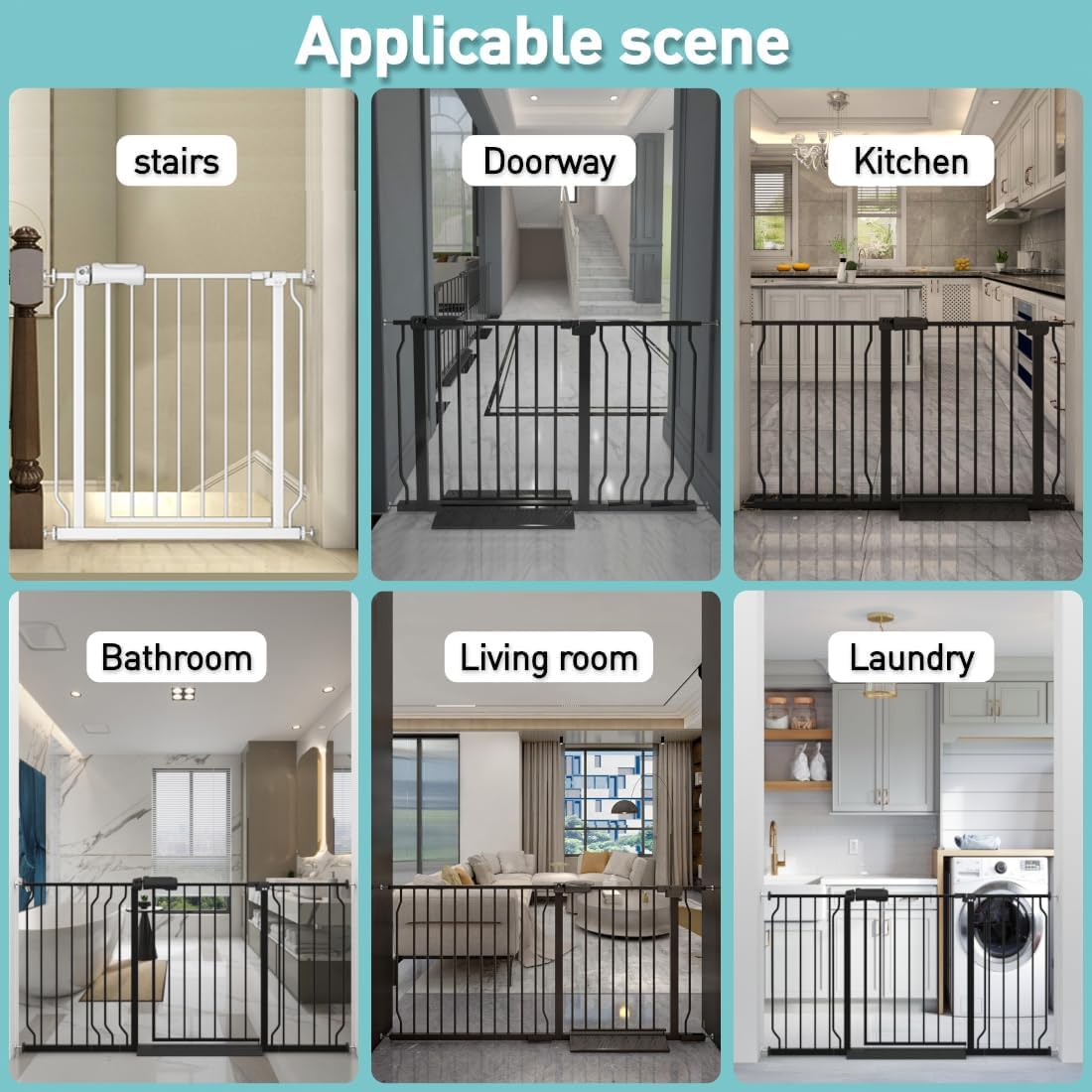 WAOWAO Baby Gate 62.19-66.88" Extra Wide Pressure Mounted Walk Through Swing Auto Close Safety White Metal Toddler Kids Child Dog Pet Puppy for Stairs,Doorways,Kitchen