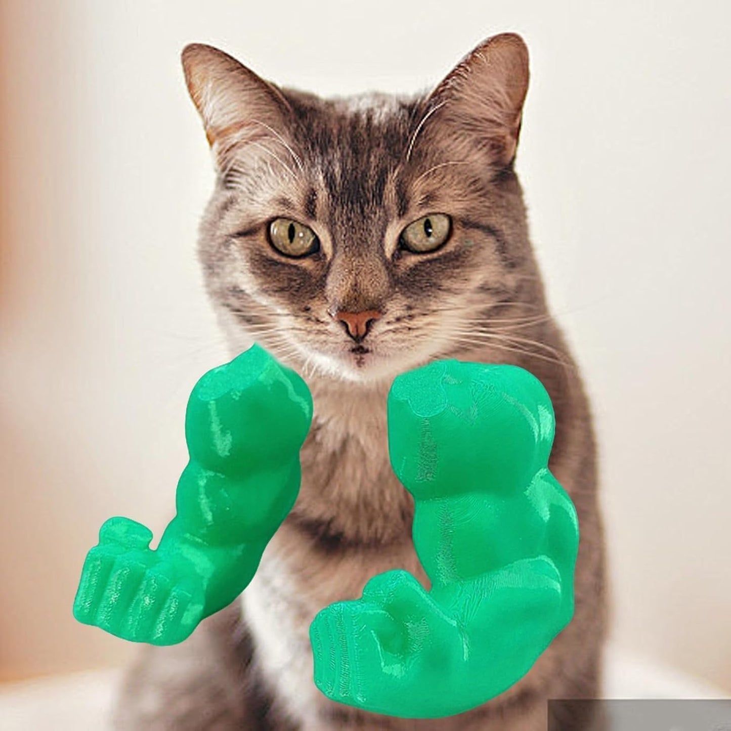 Cat Muscle Arms, Cat Halloween Costumes, 3D Printed Muscle Arms Cats Accessory, Funny Pet Giant Hand Muscles Arm Costume, Kitten's Superhero Cosplay for Kitten Birthday Party Supplies (Green)
