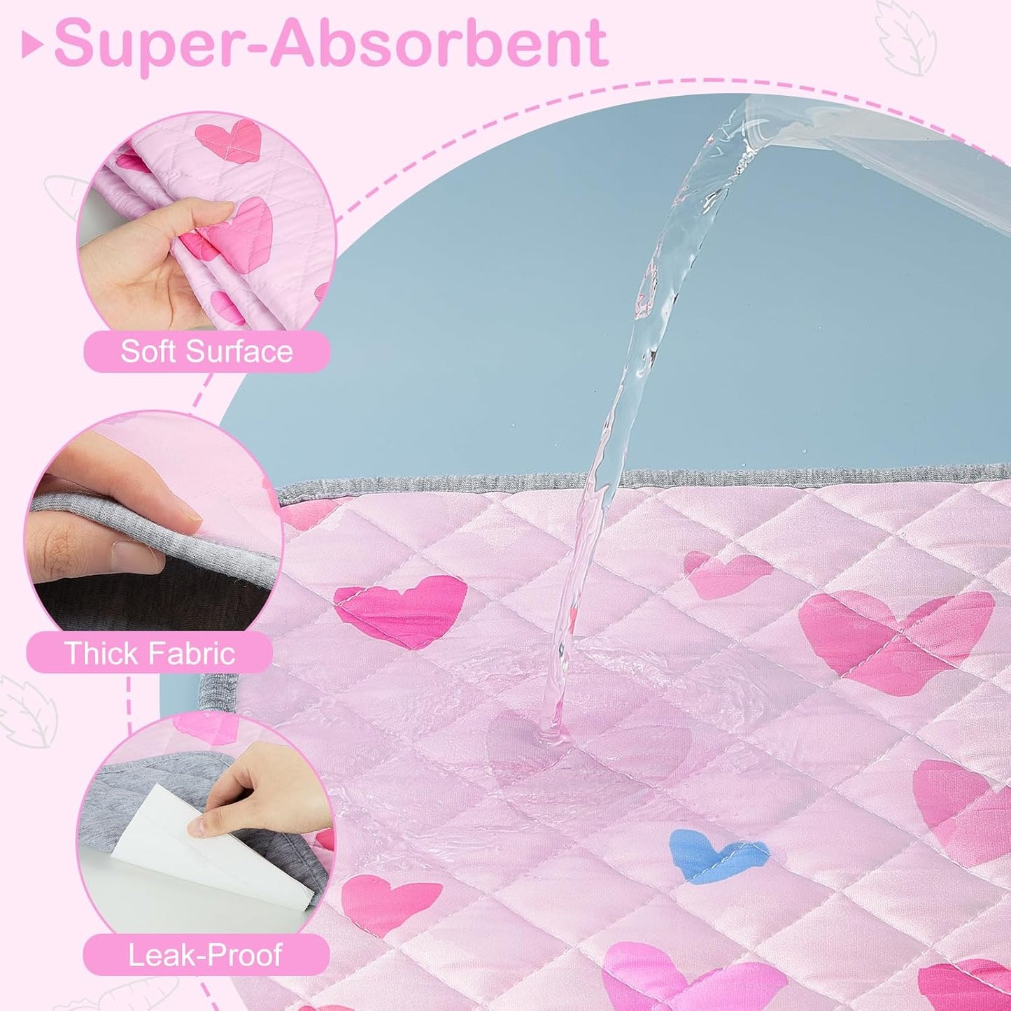 Bienbee Guinea Pig Bedding, 2 Pack 47" x 24" Reusable Guinea Pig Cage Liner Waterproof and Absorbent Small Animal Bedding Washable Guinea Pig Pee Pads for Small Pet Hamster Rabbit Squirrel, Pink