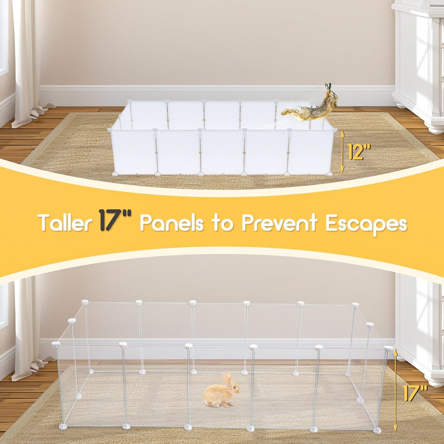 Indoor Puppy Playpen | Durable, Waterproof Pet Play Pen for Kittens, Rabbits, Guinea Pigs - DIY Easy Assembly, Safe & Secure, 16.5 X 12 Inch, 14 Panels