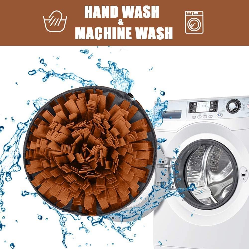 AWOOF Pet Snuffle Mat for Dogs, Interactive Feed Game for Boredom, Encourages Natural Foraging Skills for Cats Dogs Bowl Travel Use, Dog Treat Dispenser Indoor Outdoor Stress Relief (Brown)
