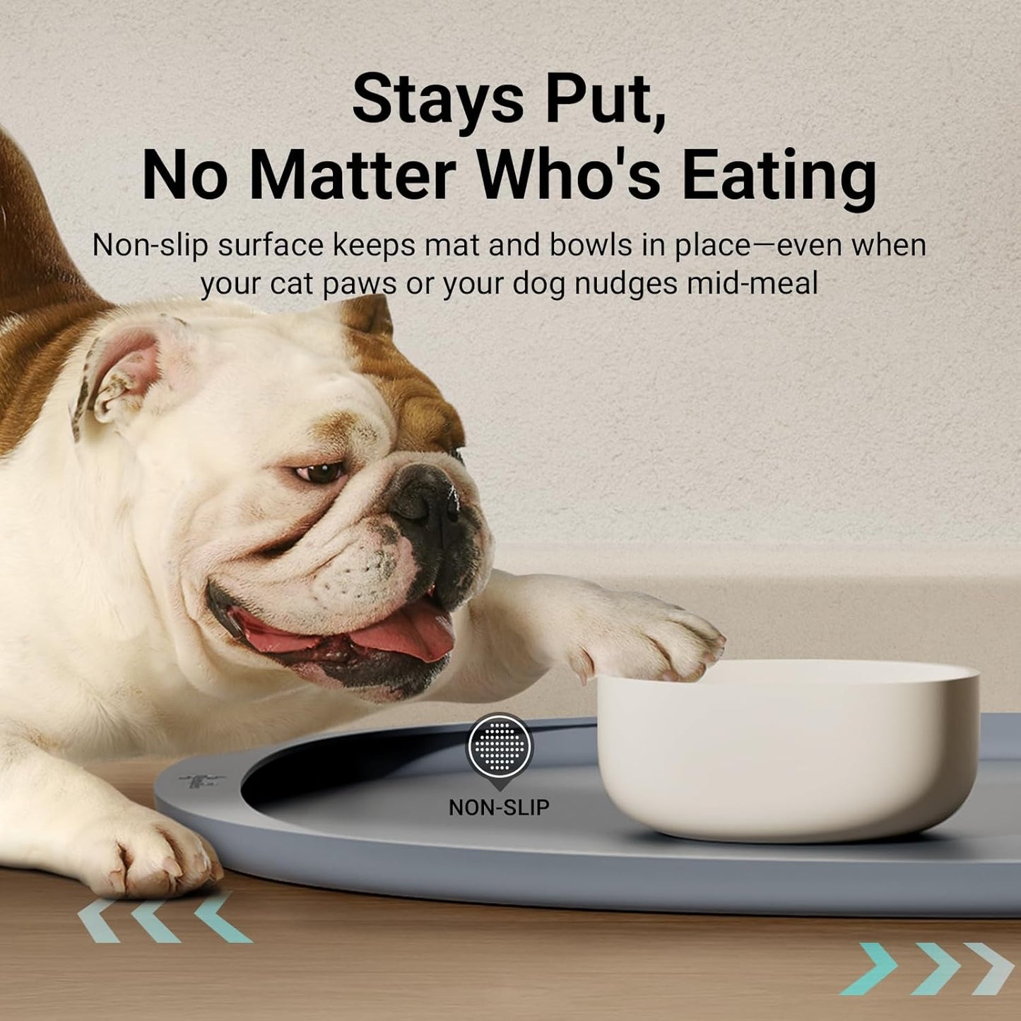 DownyPaws Dog Food Mats for Floors Waterproof, BPA Free Silicone Dog Bowl Mat, Non-Slip Pet Feeding Mat with High Raised Edge, Cat Placemat for Messy Drinkers, 18"×12.5", Gray