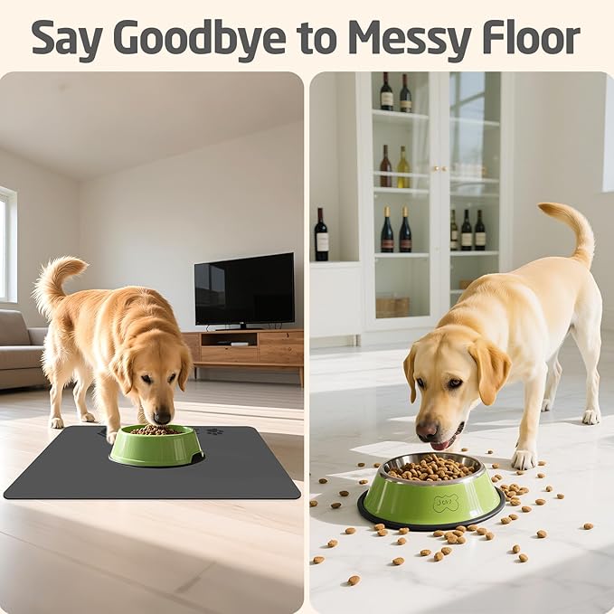 Pet Feeding Mats-Absorbent Dog Mat for Food and Water Bowl, Dog Accessories Pet Supplies, Quick Dry No Stains Water Dispenser Mat for Pet, Non-Slip Bowl mat for Messy Drinkers (Pet Home, 16"x24")