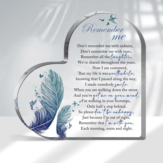Sympathy Gift, Loss of Loved One Loss of Family Member Condolence Gifts, Condolence Gift for Loss of Loved One, Sentimental Gifts for Home, Bereavement Gift Acrylic Heart Sympathy Memorial Remember Me