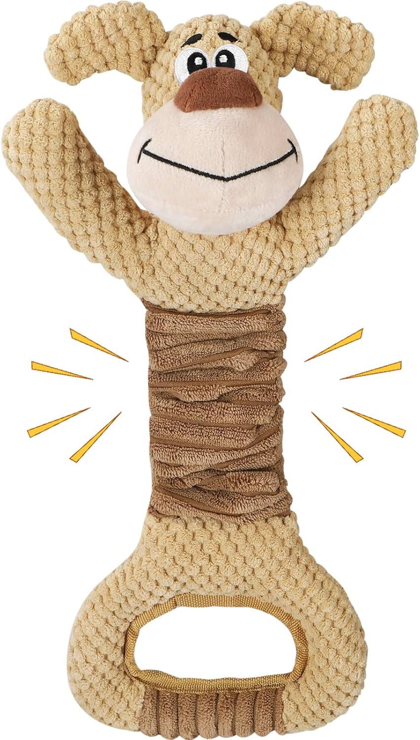 Dog Toys for Large Dogs, Plush Squeaky Dog Chew Toy with Crinkle Paper, Tough Tug of War Dog Toys - Interactive Puppy Toys for Small, Medium, Large Dogs