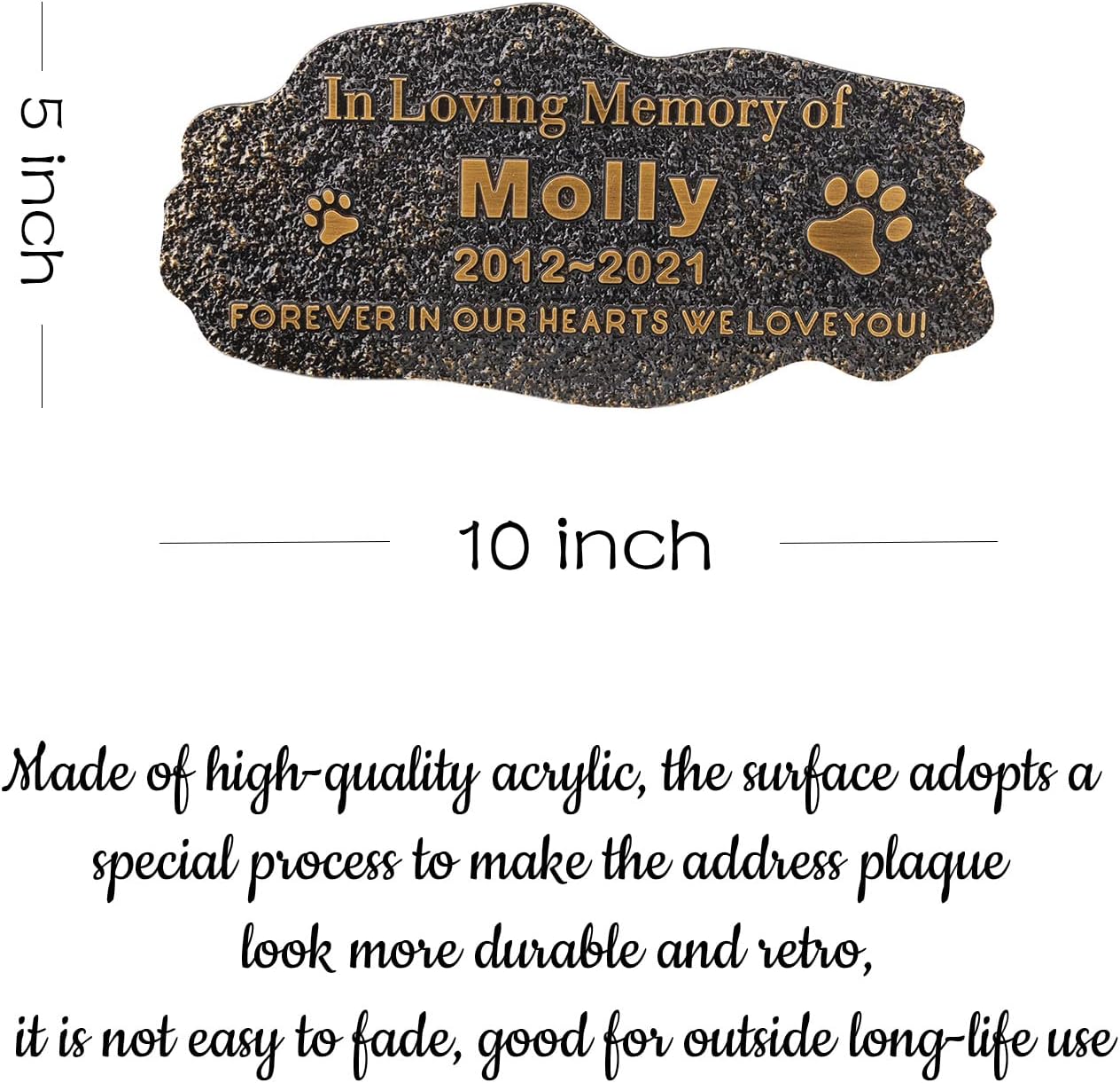 Pet Memorial Stone Plaque Pet Headstone,Customize Indoor/Outdoor Garden Plaque Grave Markers with Pet Name,Personalized Cat Dog Memorial Plaques,Loss of Pet Sympathy Gift-Acrylic Material
