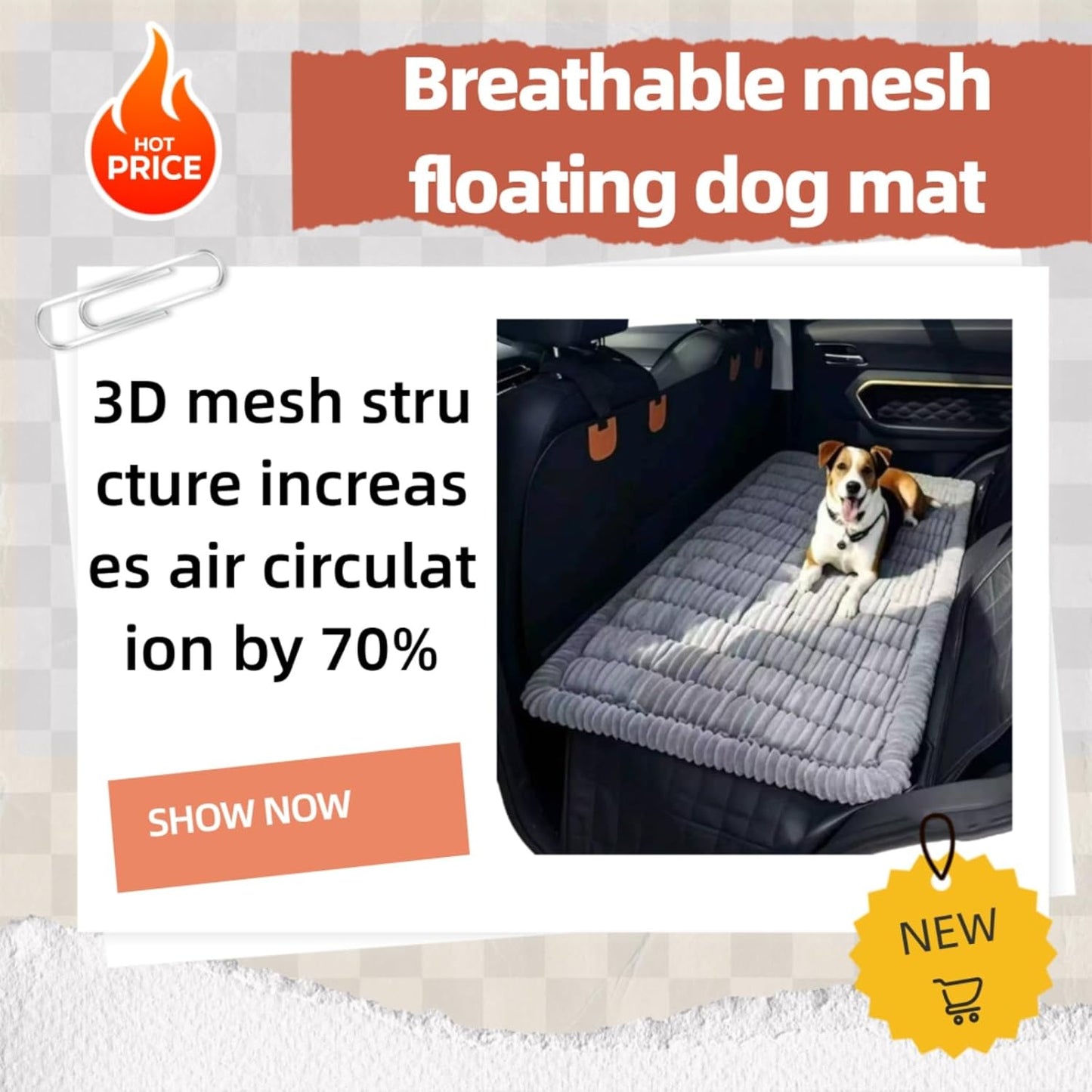 Car Backseat Dog Bed, car Backseat pet Cover, Non-Slip Travel pet mat. Lightweight and Portable, Soft, Durable, and Easy to Clean. Suitable for SUVs, Trucks, and Cars Backseat Extender (23.5" x 51").