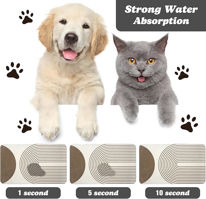 Dog Food Mats for Floors Waterproof, Cat Water Bowl Mats Pet Feeding Absorbent Mat Placemats for Food and Water Brown Bohemia 16 * 24 inch