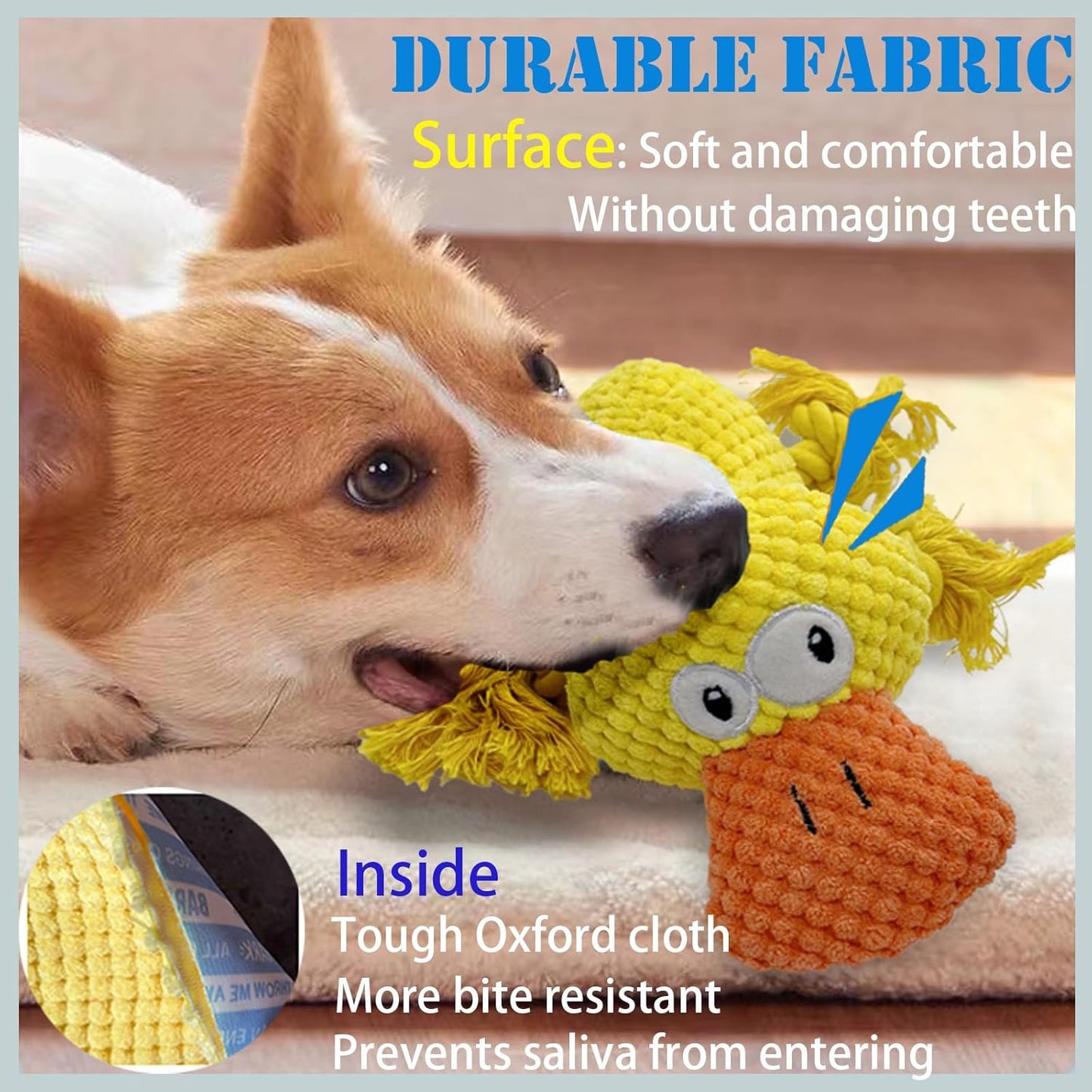 Indestructible Dog Squeak Toys for Big Dogs, Durable Chew Toys for Aggressive Chewers, Tough Stuffed Animals, Toys with Cotton Material and Crinkle Paper,Suitable for Large, Medium and Small Dogs