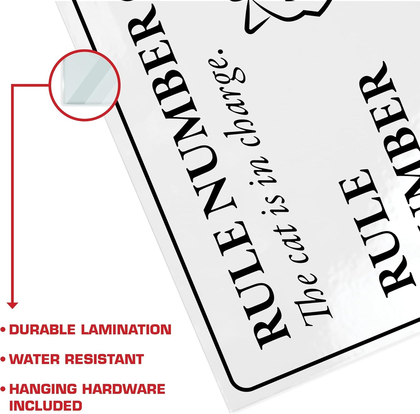 The Cat is in Charge - Funny Cats Sign, Laminated - 8.5" x 11" - Perfect for Home Decor, Great Gift for Kitty Lovers - ENVISIONED Signage