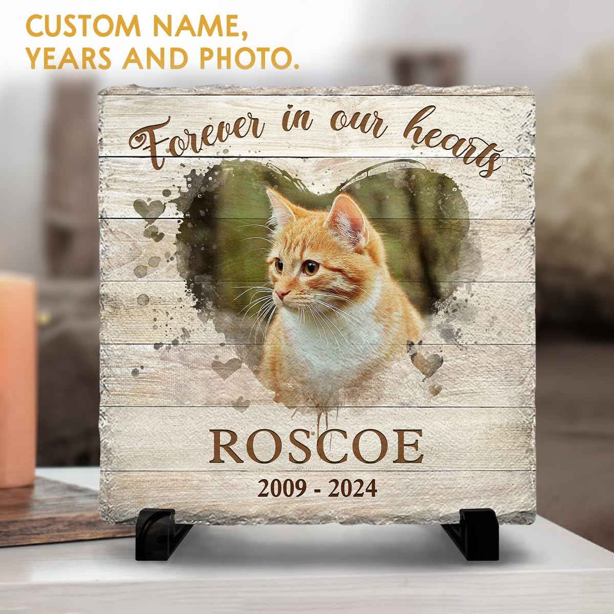 Custom Memorial Stones for Cats - Memorial Square Stone for Cat - Sentimental Rock Gifts for Cat Owners - Pet Cemetery Markers in Loving Memory