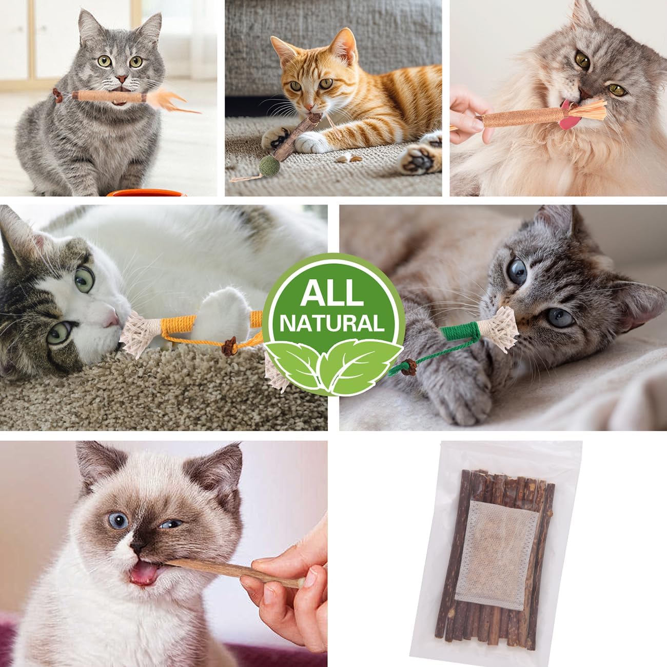 Cat Toys Cat Chew Toys, Silvervine Sticks Catnip Rope Toys for Cats Teeth Cleaning, Kitten Dental Care, Kitty for Indoor Cats Increase Appetite,Enhances Oral & Dental Health (20 Pack)