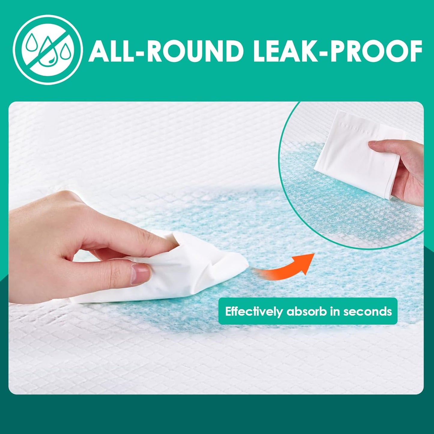 JollyMate Dog Pee Pads Extra Large 28"x34", X-Large Puppy Training Pads with Adhesive Tabs, 6 Layers Thick, Super Absorbent, Leak-Proof, Quick-Dry, Potty Pads for Dogs and Puppies (50, 28*34IN)