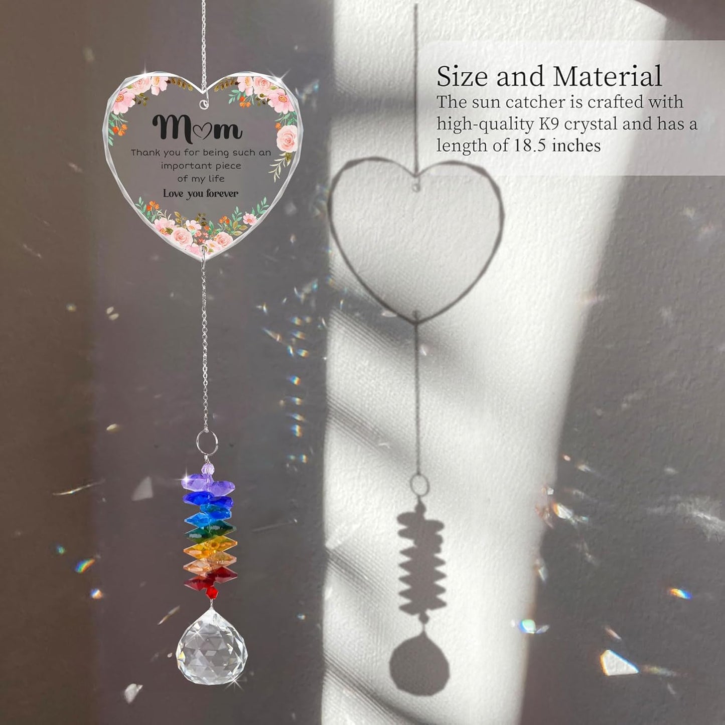 Gifts for Mom - Mom Sun Catcher Crystal Suncatcher Rainbow Maker - Hanging Window Decor - Sentimental Keepsake - Gift for Mother from Daughter Son