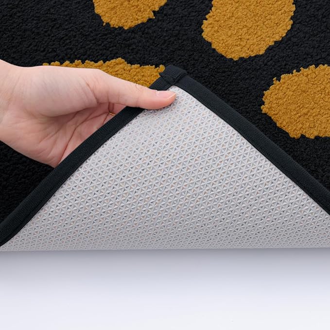 Buganda Dog Door Mat for Muddy Paws, Absorbent Dirt Trapper Washable Indoor Doormats, Non Slip Low-Profile Mud Mat for Dogs, Front Entrance Doormat for Inside Floor (36x24 Inches, Black and Yellow)