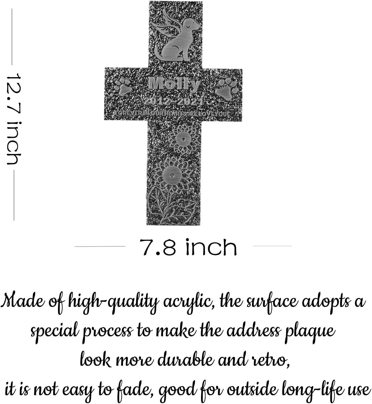 Pet Memorial Stone Cat Dog Pet Memorial Personalized Pet Grave Markers Customized Pet Grave Markers with Pet Name are a Sympathy Gift for The Loss of a Pet (Acrylic)