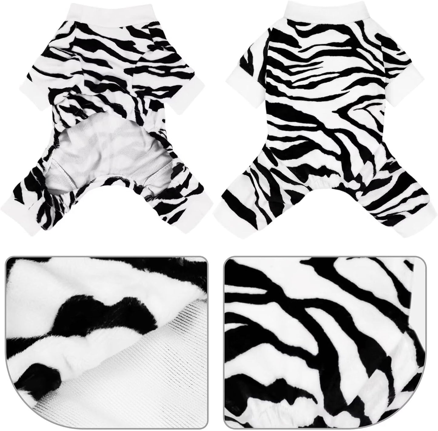 Adorable Zebra Print Dog Pajamas – Lightweight, Cozy Four-Legged Outfit for Small to Large Dogs and Cats, Soft and Snuggly Pet Wear for Everyday Comfort and Cuteness.Black S