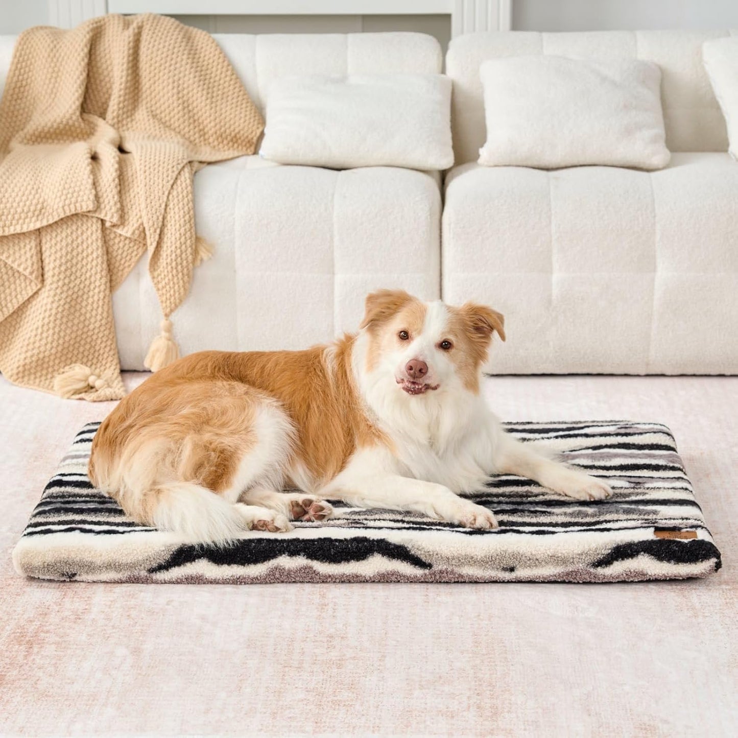 Dog Crate Pad - Dog Bed Large Sized Dogs with Removable Washable Cover and Waterproof Lining - XL Memory Foam Pet Bed for Crate - Reversible Kennel Mat (Cool & Warm), 42-inch, Zebra