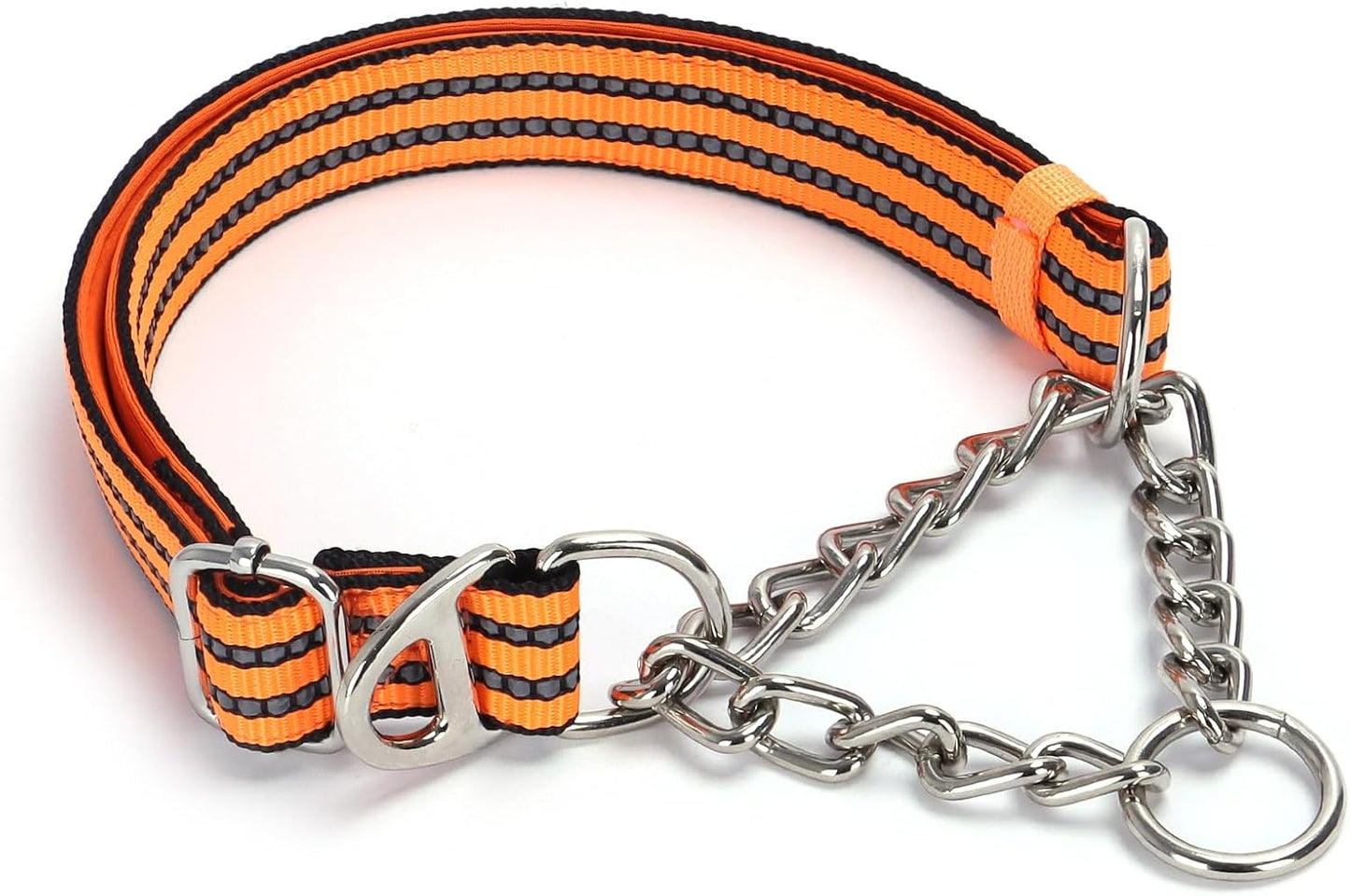 Choker Collar for Dogs，Stainless Steel Chain Martingale No Pull Slip Cinch Training Escape Proof Heavy Duty Dog Collar for Small Medium Large Pet Girl Female Dogs，Orange XL