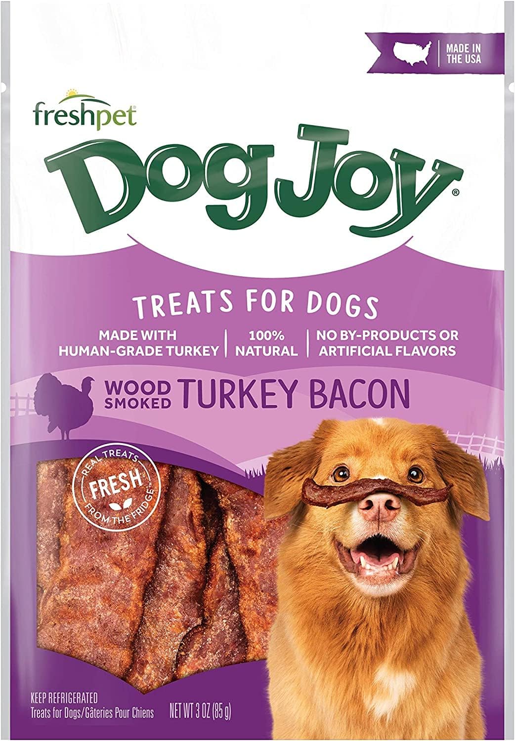 Dogjoy Treats for Dogs; Turkey Bacon Flavor 2pck