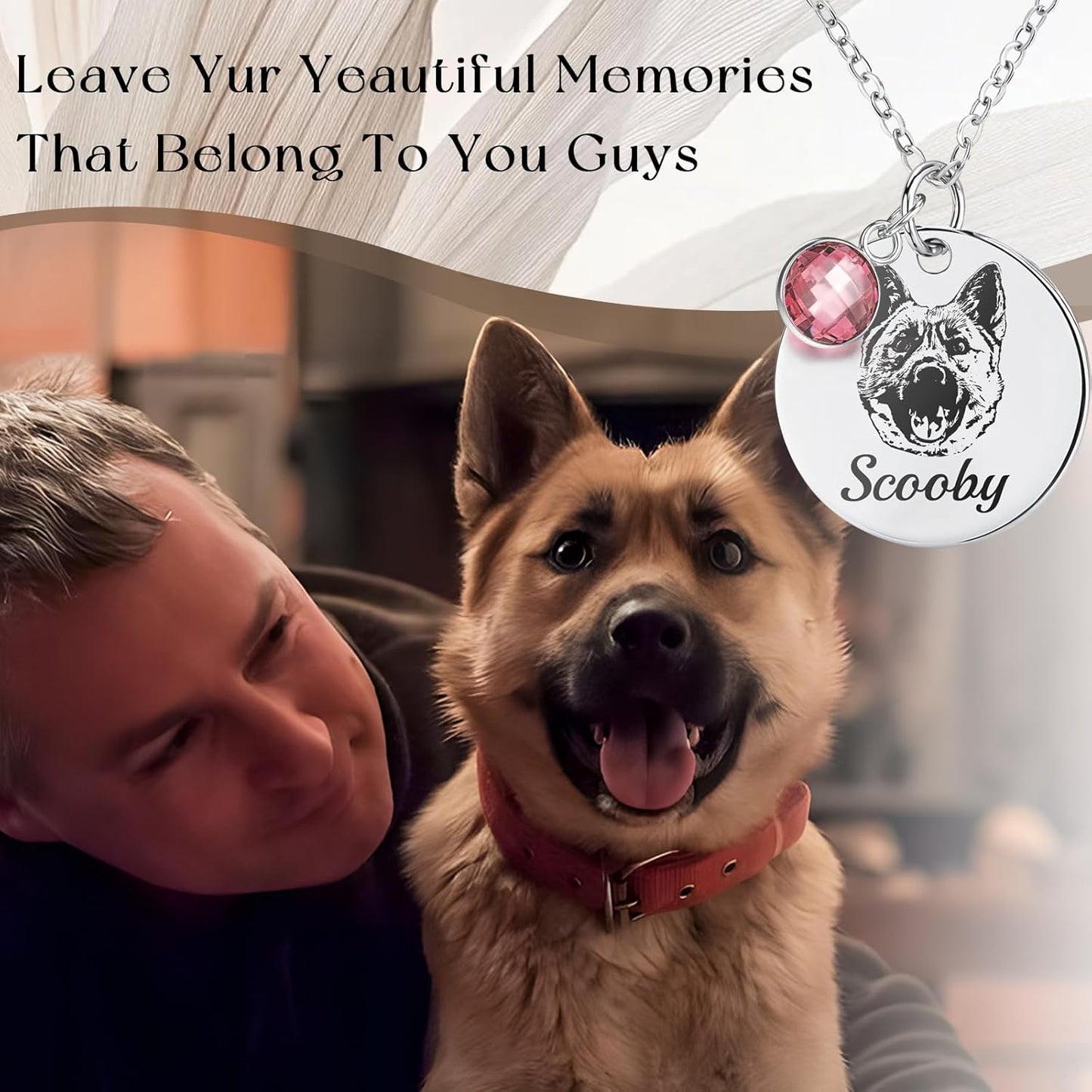 Personalized Pet Portrait Necklace Customized Pet Memorial Necklaces Dog Necklace for Women Custom Pets Necklaces Dog Memorial Jewelry for Cats Mom Dogs Dad (Silver 1 Portrait)