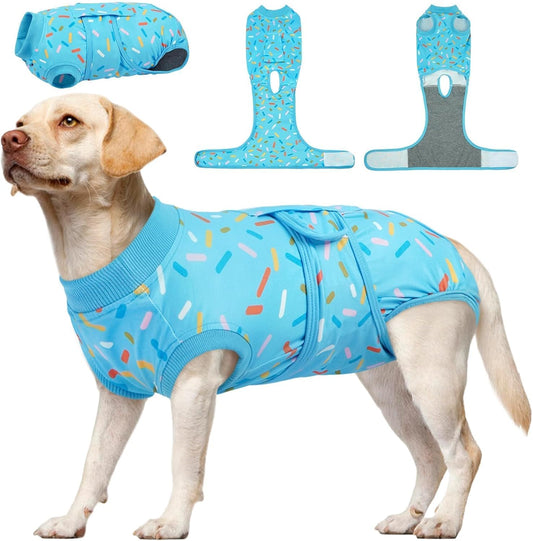 Kuoser Dog Surgery Suit, Dog Surgery Suit Male Neuter, Comfy Doggie Recovery Suit Doggie Onesie, Post-Op Onesie for Female & Male Dogs, Soft Protective Wear, BlueRibbon XL