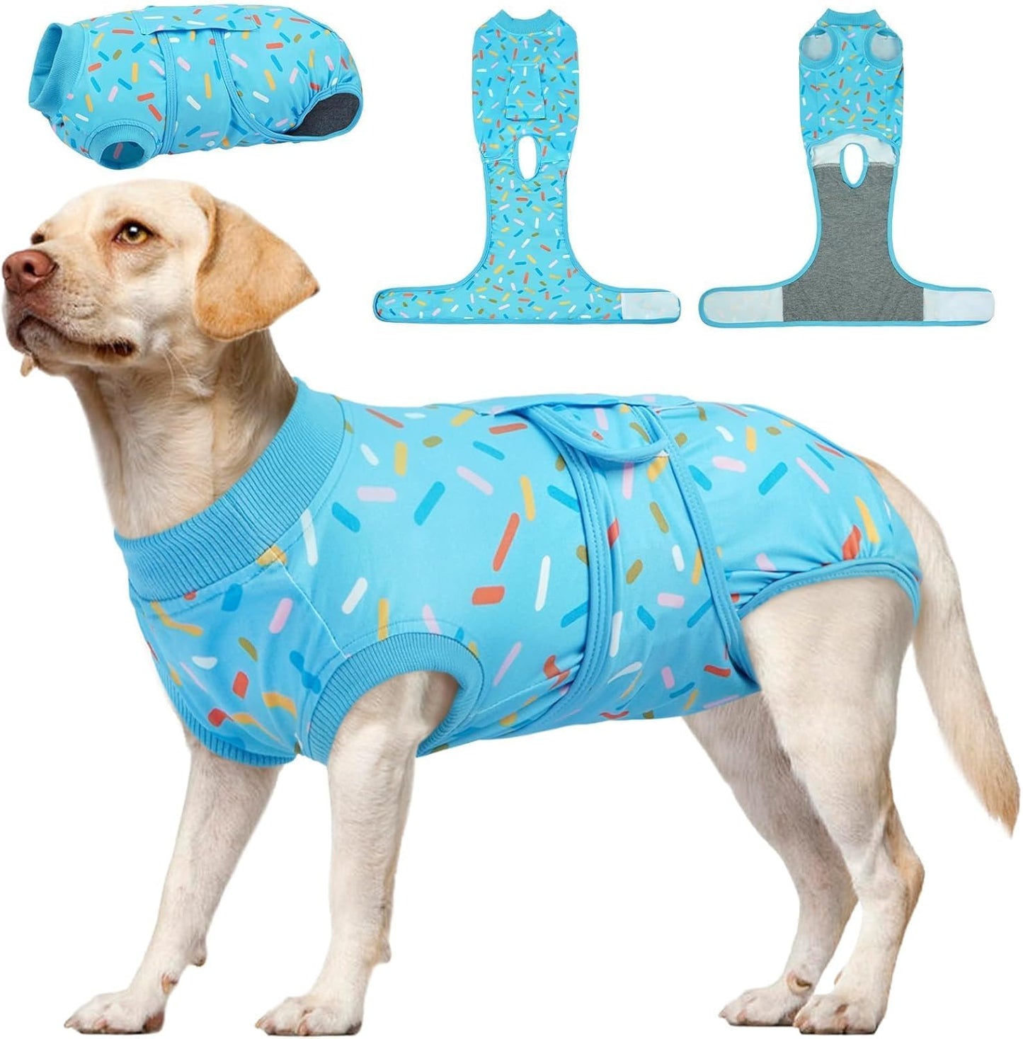 Kuoser Dog Surgery Suit, Dog Surgery Suit Male Neuter, Comfy Doggie Recovery Suit Doggie Onesie, Post-Op Onesie for Female & Male Dogs, Soft Protective Wear, BlueRibbon XXL