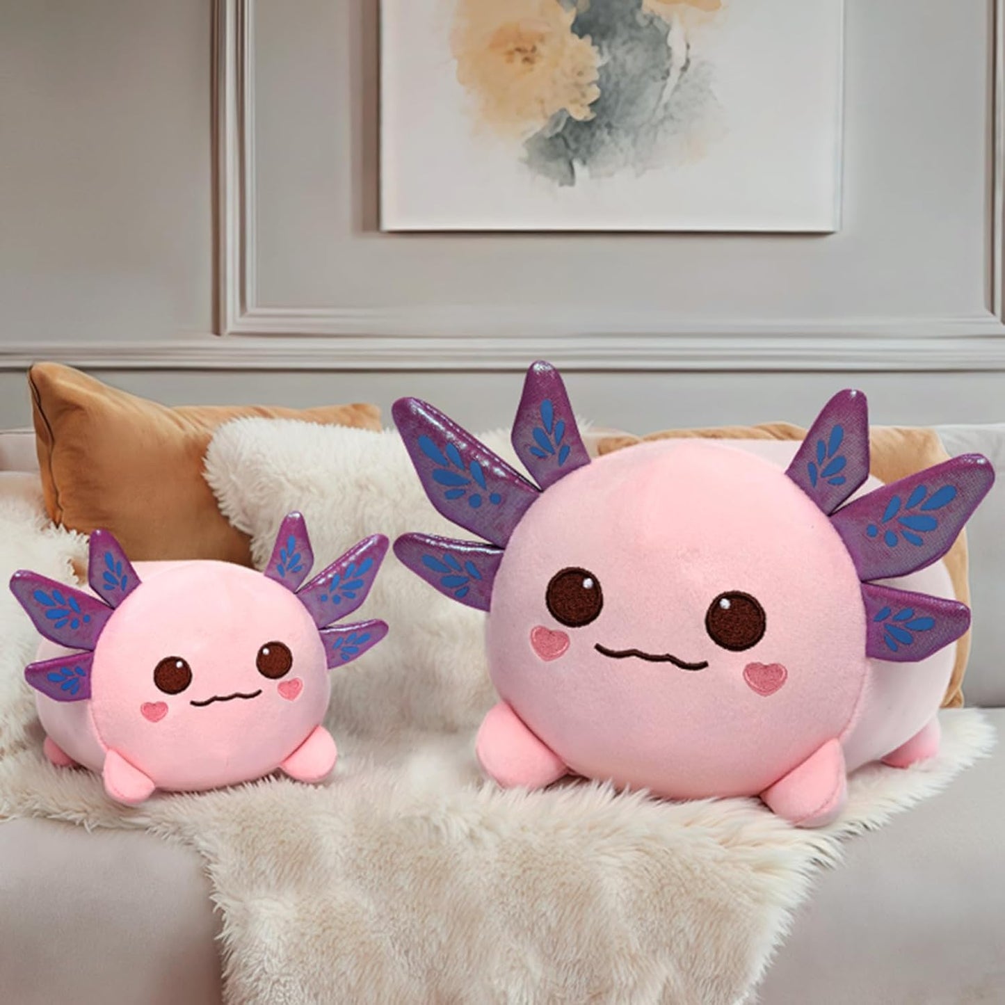 Axolotl Plush, Cute Pink Axolotl Stuffed Animal, Soft Plushies Cuddle Pillow, Anime Plushie Doll, Cute Stuff Toys Gift for Girls, Boys and Males (8 Inch)