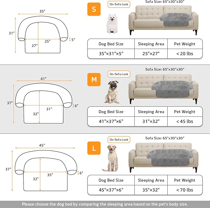 GGIB Calming Dog Bed Fluffy Plush Dog Mat for Furniture Protector with Removable Washable Cover for Large Medium Small Dogs and Cats (Medium, Grey)