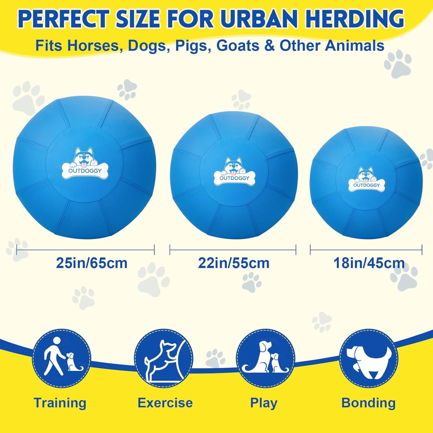 Herding Ball for Dogs 18 Inch - Dual-Layer Heavy Duty Herding Ball for Australian Shepherds, Border Collies & Corgis | Outdoor Herding Toy for Small/Medium Dogs - Backyard Training and Play - Blue