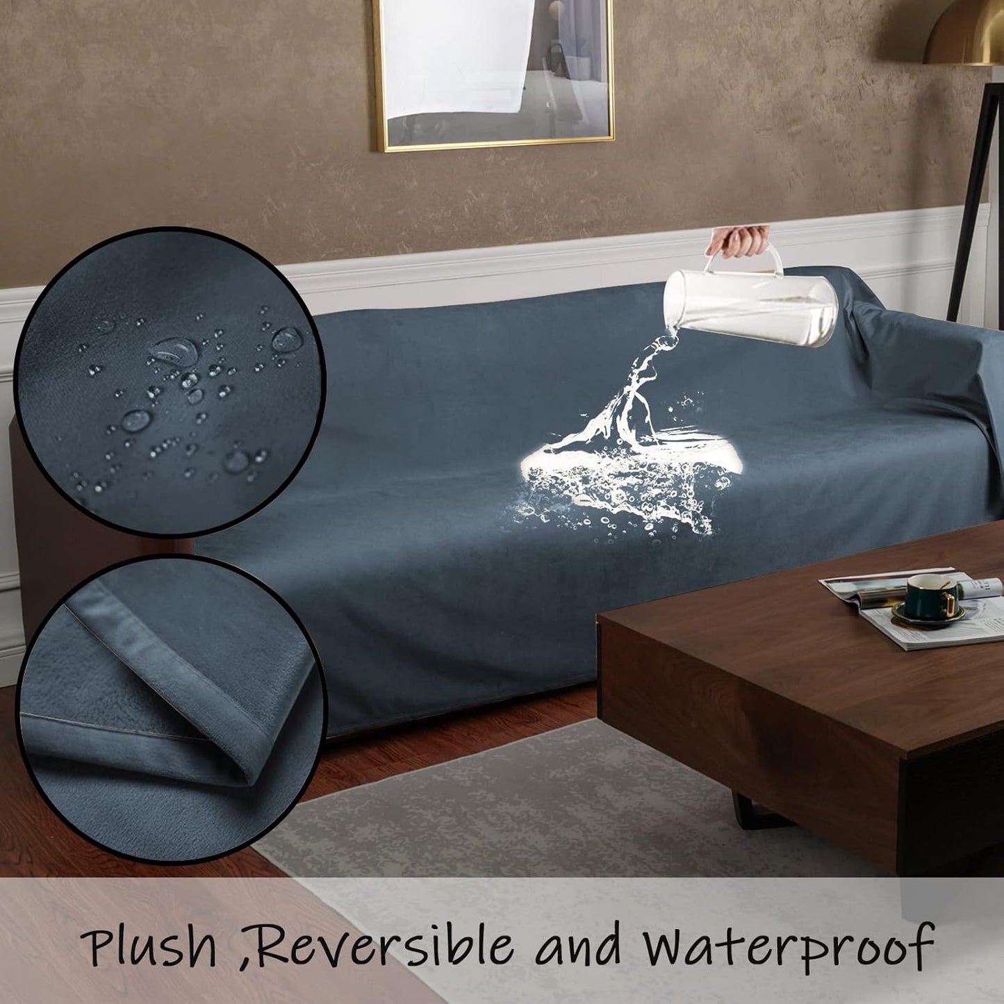 Ameritex Pet Bed Blanket Reversible 100% Waterproof Velvet Super Soft for Sofa and Bed