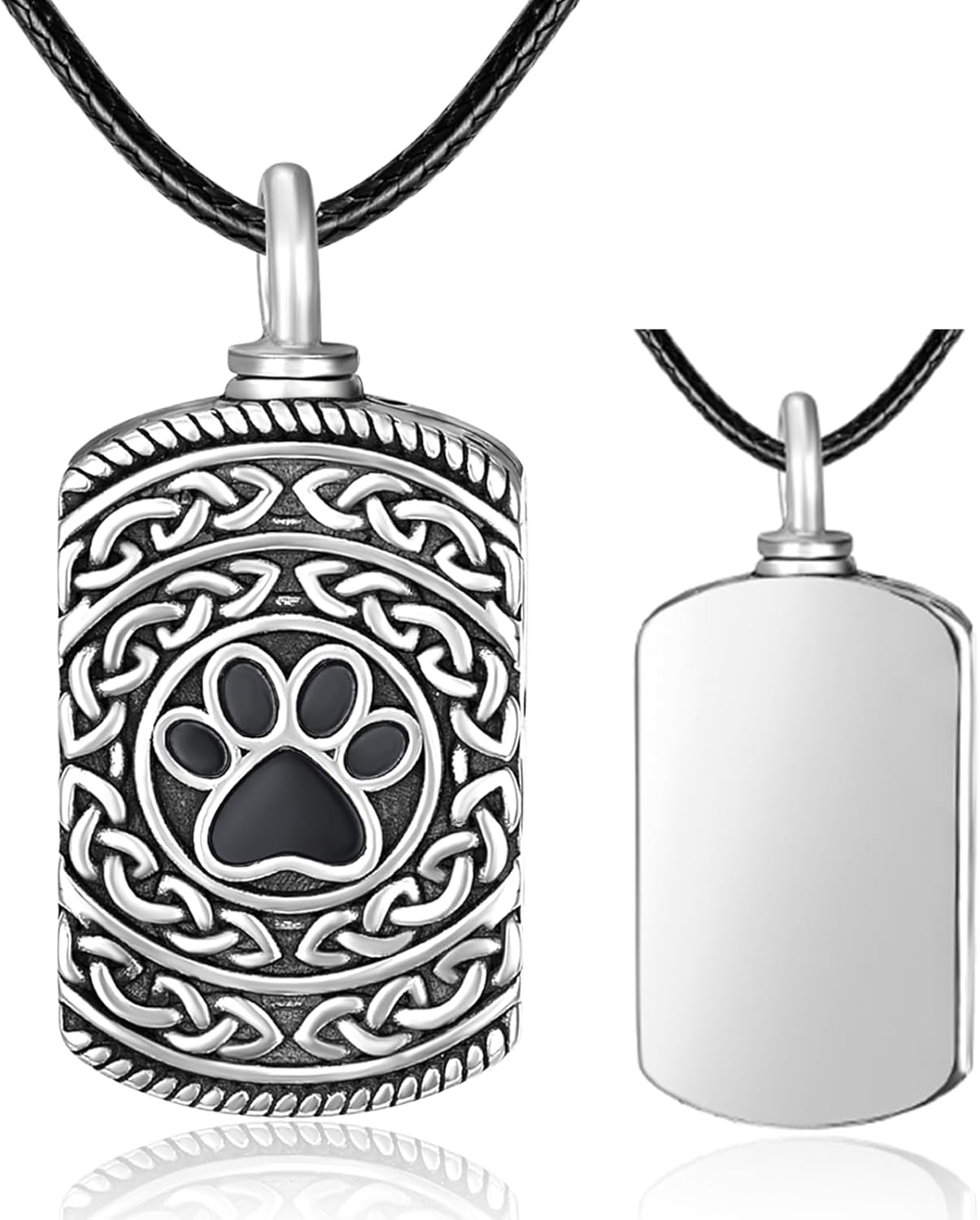Dreamboat Pet Urn Necklace for Dog Cat Ashes 925 Sterling Silver Paw Print Cremation Keepsake Pendant Celtic Knot Memorial Jewelry Gifts for Women Men