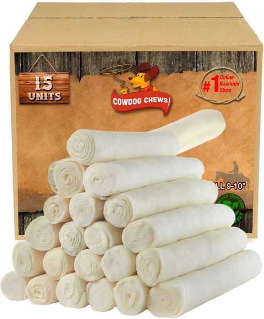 Cowdog Chews Retriever Roll 9-10 inch (15 Pack) All Natural Rawhide Dog Treat Bone