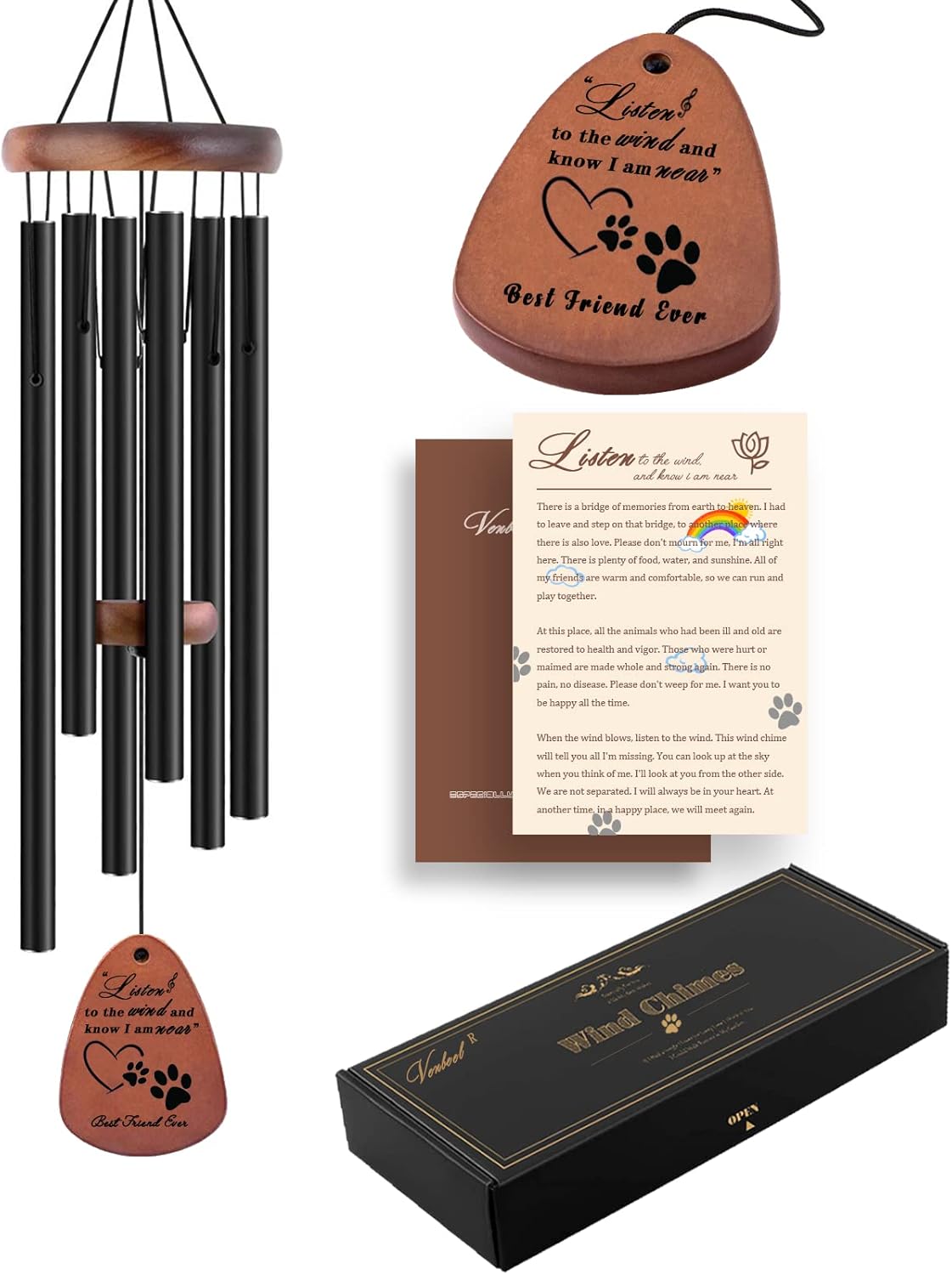 Dog Memorial Gifts, 28" Pet Memorial Wind Chimes, Loss of Dog Sympathy Gift, Pet Loss Passing Away Remembrance Bereavement Gift