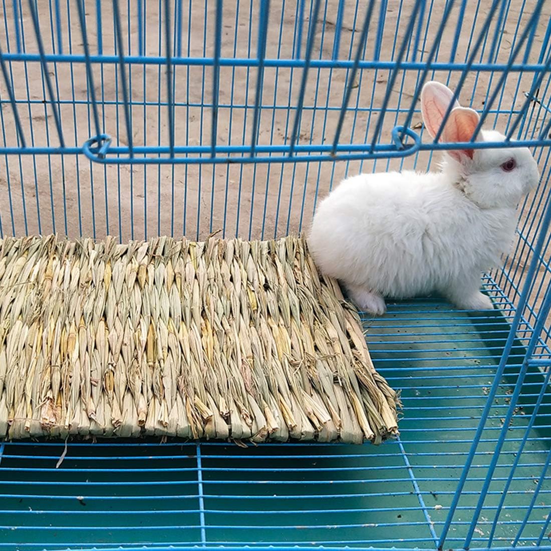 PINVNBY 6 Pack Rabbit Grass Mat,Bunny Natural Straw Woven Bed,Small Animal Cages Hay Nest Sleeping,Chewing,Nesting and Toys for Rabbits Guinea Pig Hamster Hedgehog and Squirrel Bed Mat