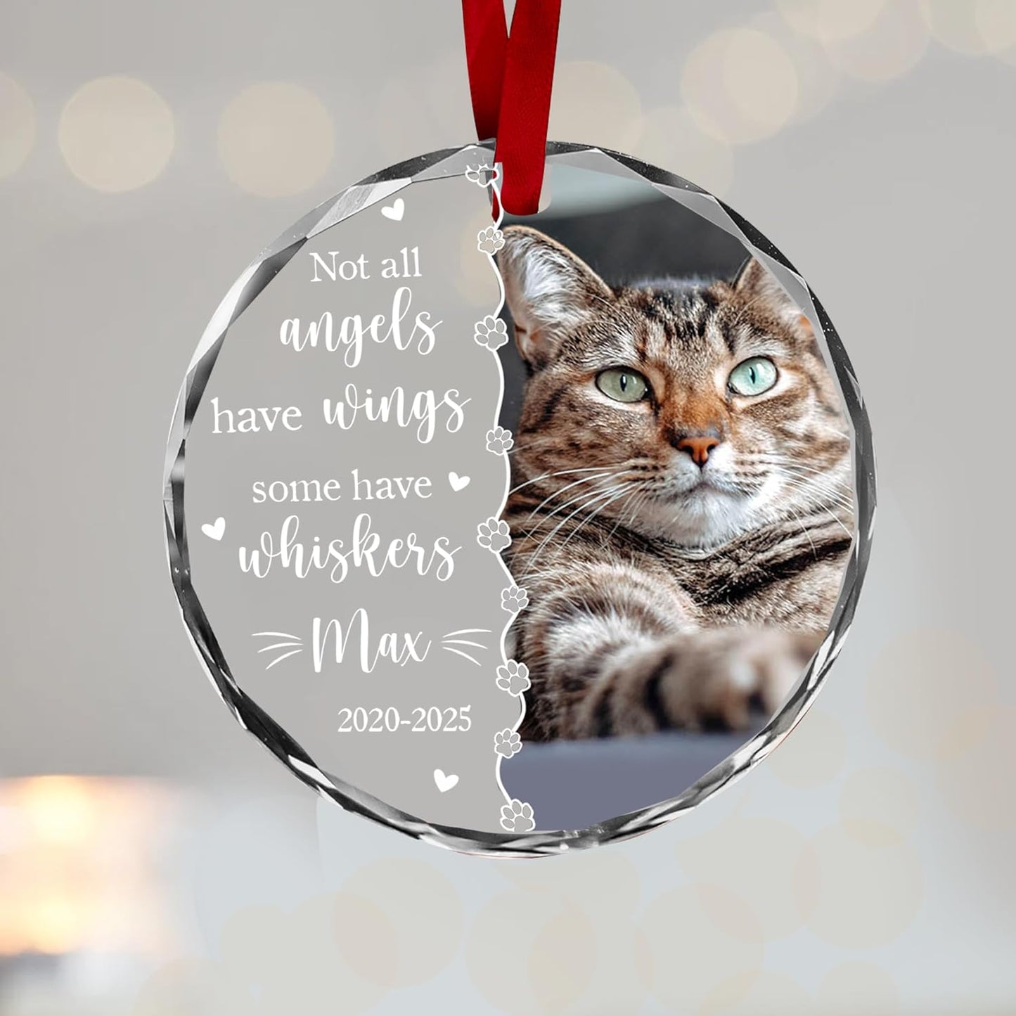 Personalized Cat Memorial Ornament, Pet Loss Remembrance Gift for Cat Lovers, Christmas Keepsake from Pet Owner – Not All Angels Have Wings, Some Have Whiskers