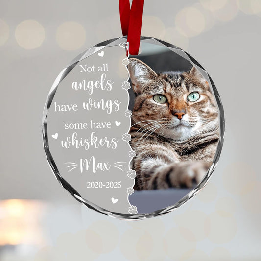 Personalized Cat Memorial Ornament, Pet Loss Remembrance Gift for Cat Lovers, Christmas Keepsake from Pet Owner – Not All Angels Have Wings, Some Have Whiskers